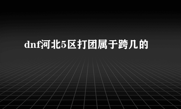 dnf河北5区打团属于跨几的