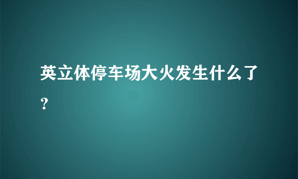 英立体停车场大火发生什么了？