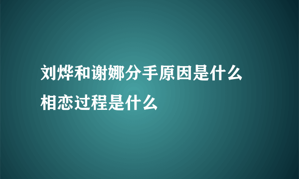 刘烨和谢娜分手原因是什么 相恋过程是什么