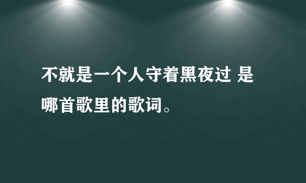 不就是一个人守着黑夜过 是哪首歌里的歌词。