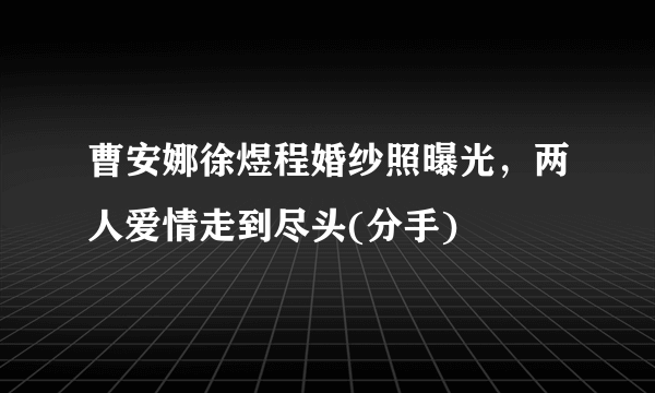 曹安娜徐煜程婚纱照曝光，两人爱情走到尽头(分手) 