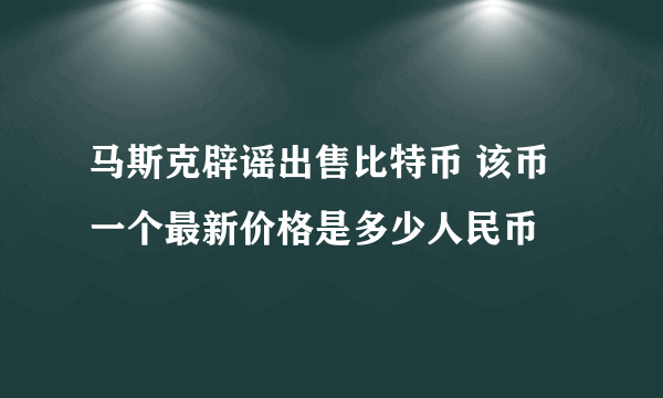 马斯克辟谣出售比特币 该币一个最新价格是多少人民币