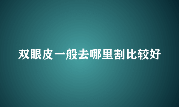 双眼皮一般去哪里割比较好