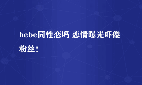 hebe同性恋吗 恋情曝光吓傻粉丝！