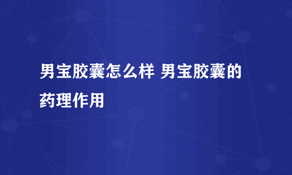 男宝胶囊怎么样 男宝胶囊的药理作用