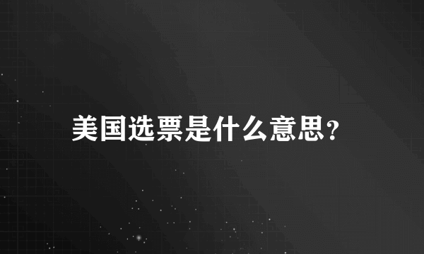 美国选票是什么意思？