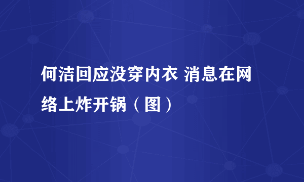 何洁回应没穿内衣 消息在网络上炸开锅（图）