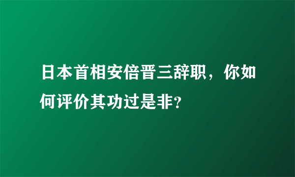 日本首相安倍晋三辞职，你如何评价其功过是非？