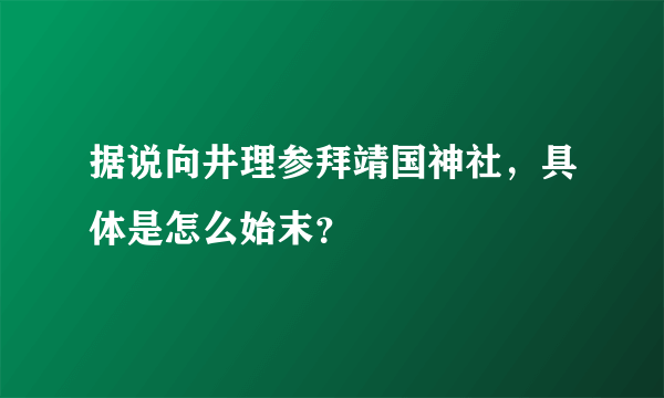 据说向井理参拜靖国神社，具体是怎么始末？