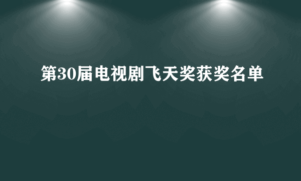 第30届电视剧飞天奖获奖名单