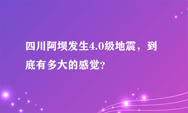 四川阿坝发生4.0级地震，到底有多大的感觉？