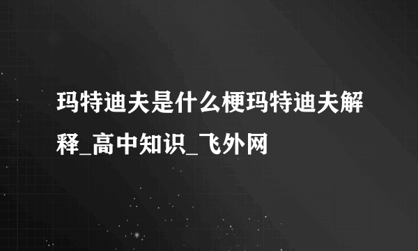 玛特迪夫是什么梗玛特迪夫解释_高中知识_飞外网