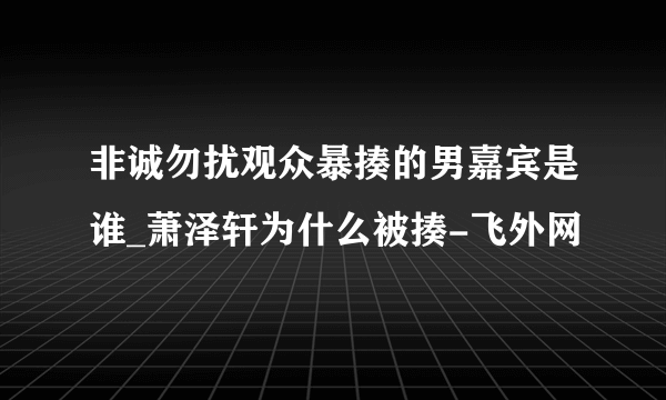 非诚勿扰观众暴揍的男嘉宾是谁_萧泽轩为什么被揍-飞外网