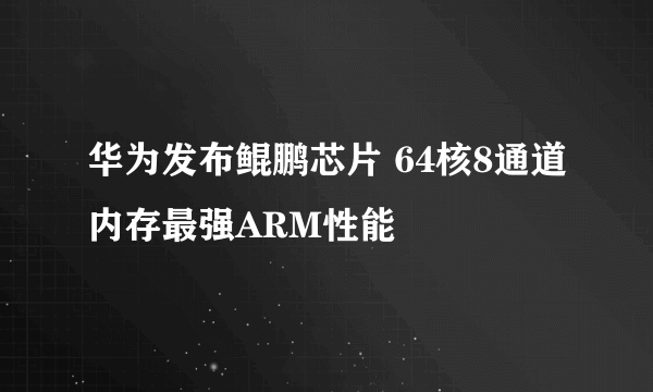 华为发布鲲鹏芯片 64核8通道内存最强ARM性能