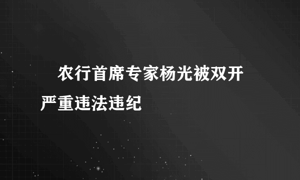 ​农行首席专家杨光被双开 严重违法违纪