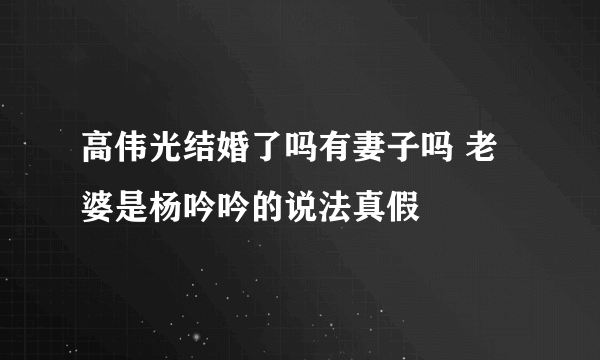 高伟光结婚了吗有妻子吗 老婆是杨吟吟的说法真假