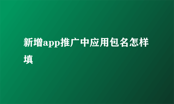 新增app推广中应用包名怎样填