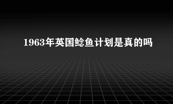 1963年英国鲶鱼计划是真的吗