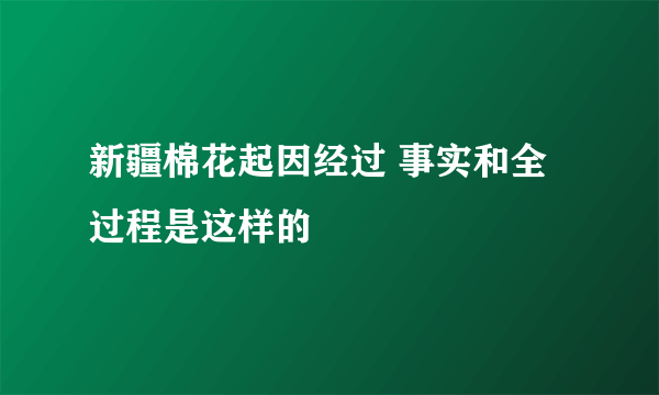 新疆棉花起因经过 事实和全过程是这样的