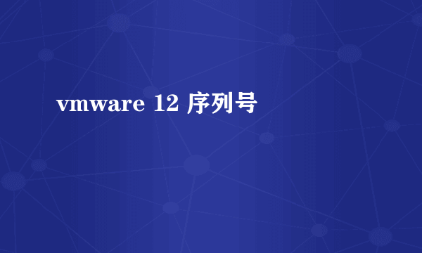 vmware 12 序列号