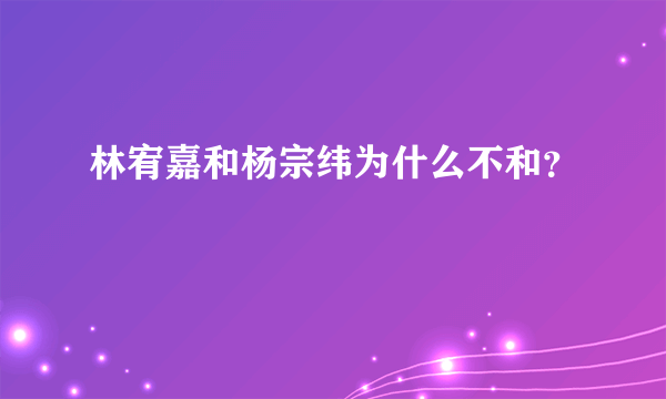 林宥嘉和杨宗纬为什么不和？