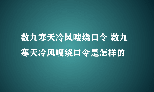 数九寒天冷风嗖绕口令 数九寒天冷风嗖绕口令是怎样的