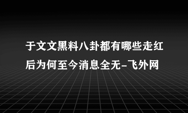 于文文黑料八卦都有哪些走红后为何至今消息全无-飞外网