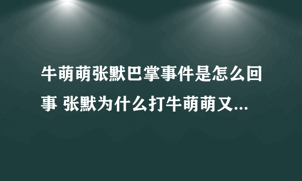 牛萌萌张默巴掌事件是怎么回事 张默为什么打牛萌萌又为什么分手