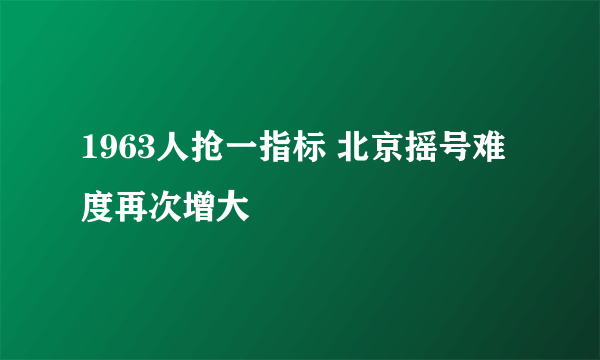 1963人抢一指标 北京摇号难度再次增大