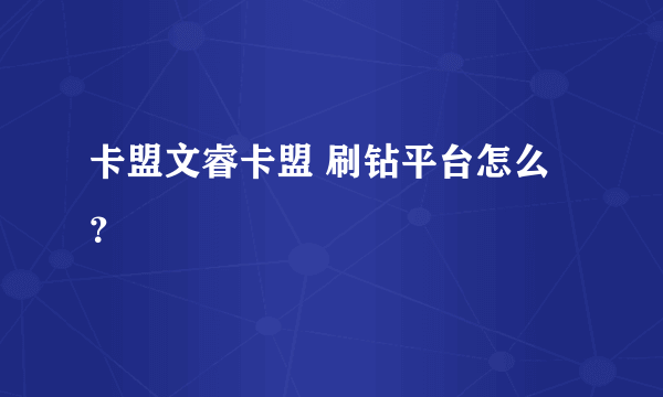 卡盟文睿卡盟 刷钻平台怎么？