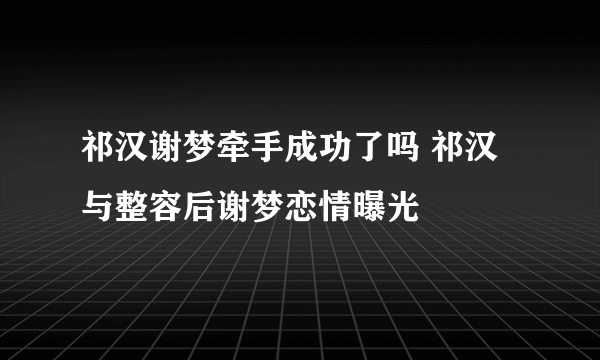 祁汉谢梦牵手成功了吗 祁汉与整容后谢梦恋情曝光