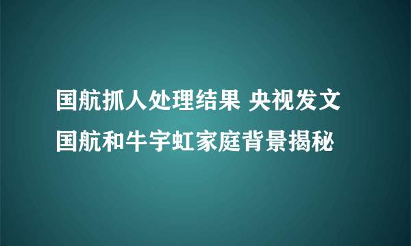 国航抓人处理结果 央视发文国航和牛宇虹家庭背景揭秘