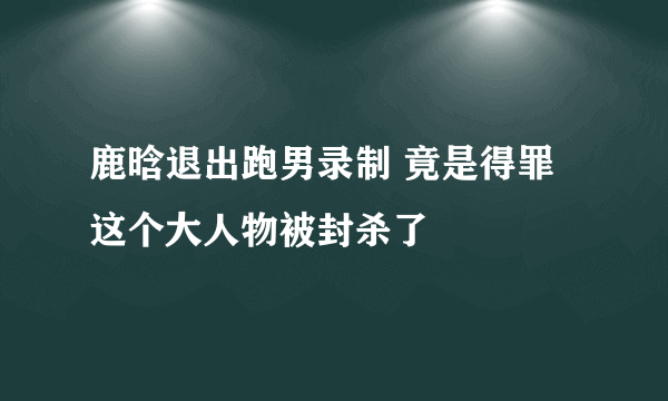 鹿晗退出跑男录制 竟是得罪这个大人物被封杀了