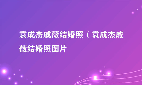 袁成杰戚薇结婚照（袁成杰戚薇结婚照图片