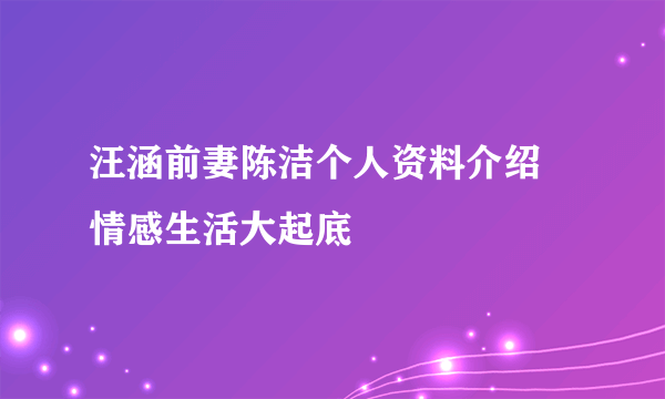 汪涵前妻陈洁个人资料介绍 情感生活大起底