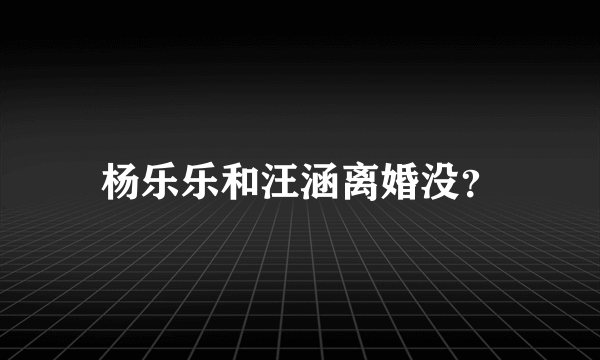 杨乐乐和汪涵离婚没？