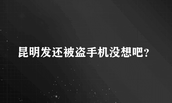 昆明发还被盗手机没想吧？