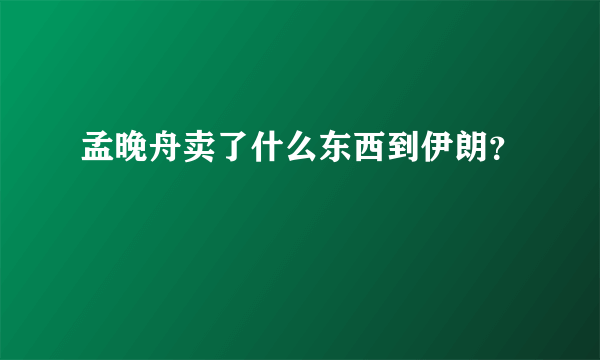 孟晚舟卖了什么东西到伊朗？