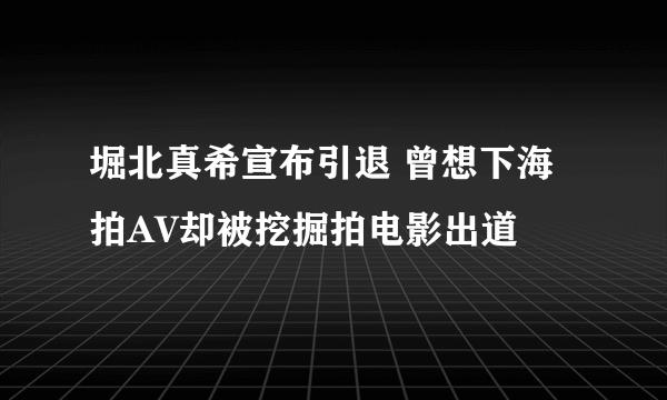 堀北真希宣布引退 曾想下海拍AV却被挖掘拍电影出道