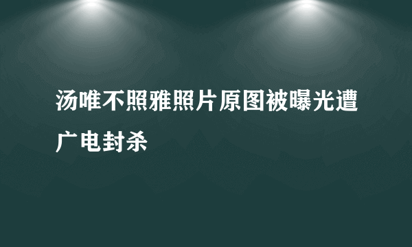 汤唯不照雅照片原图被曝光遭广电封杀