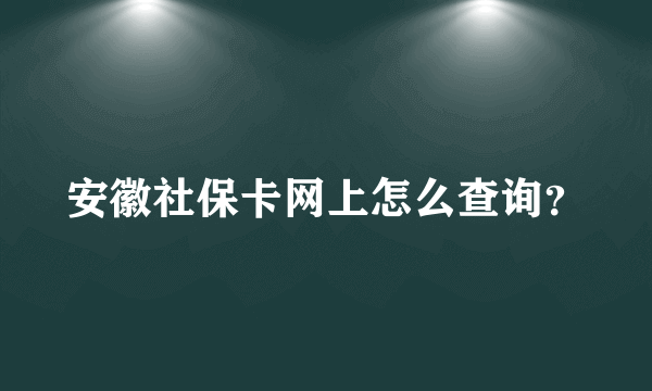 安徽社保卡网上怎么查询？