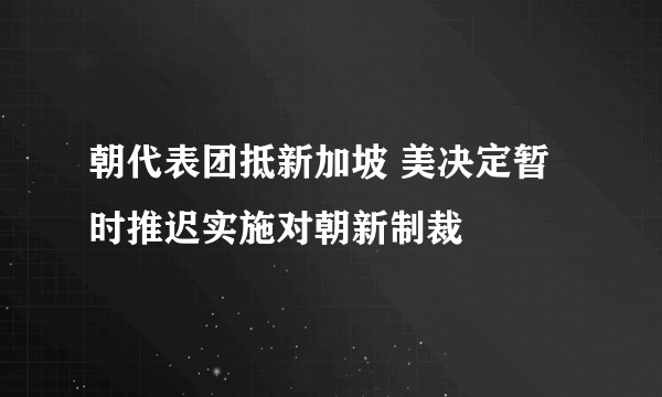 朝代表团抵新加坡 美决定暂时推迟实施对朝新制裁