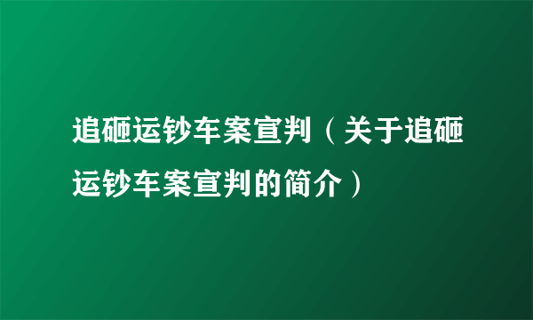 追砸运钞车案宣判（关于追砸运钞车案宣判的简介）