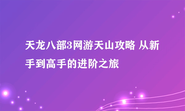 天龙八部3网游天山攻略 从新手到高手的进阶之旅