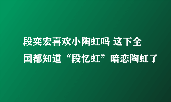 段奕宏喜欢小陶虹吗 这下全国都知道“段忆虹”暗恋陶虹了