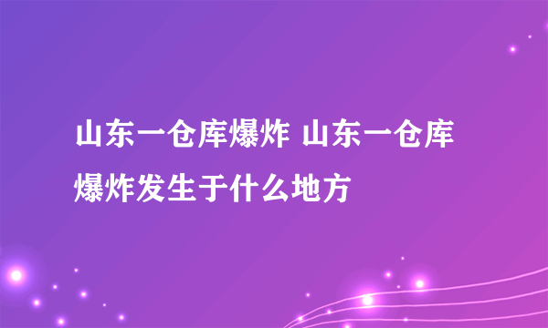 山东一仓库爆炸 山东一仓库爆炸发生于什么地方