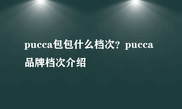 pucca包包什么档次？pucca品牌档次介绍