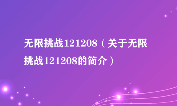 无限挑战121208（关于无限挑战121208的简介）