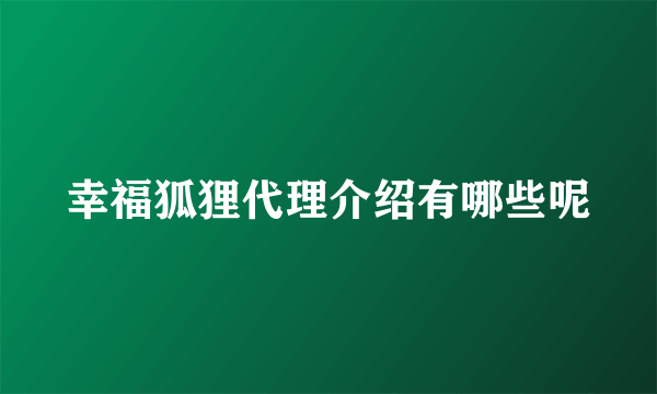 幸福狐狸代理介绍有哪些呢