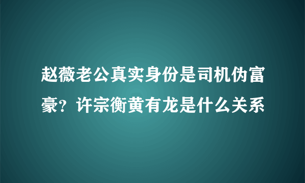 赵薇老公真实身份是司机伪富豪？许宗衡黄有龙是什么关系